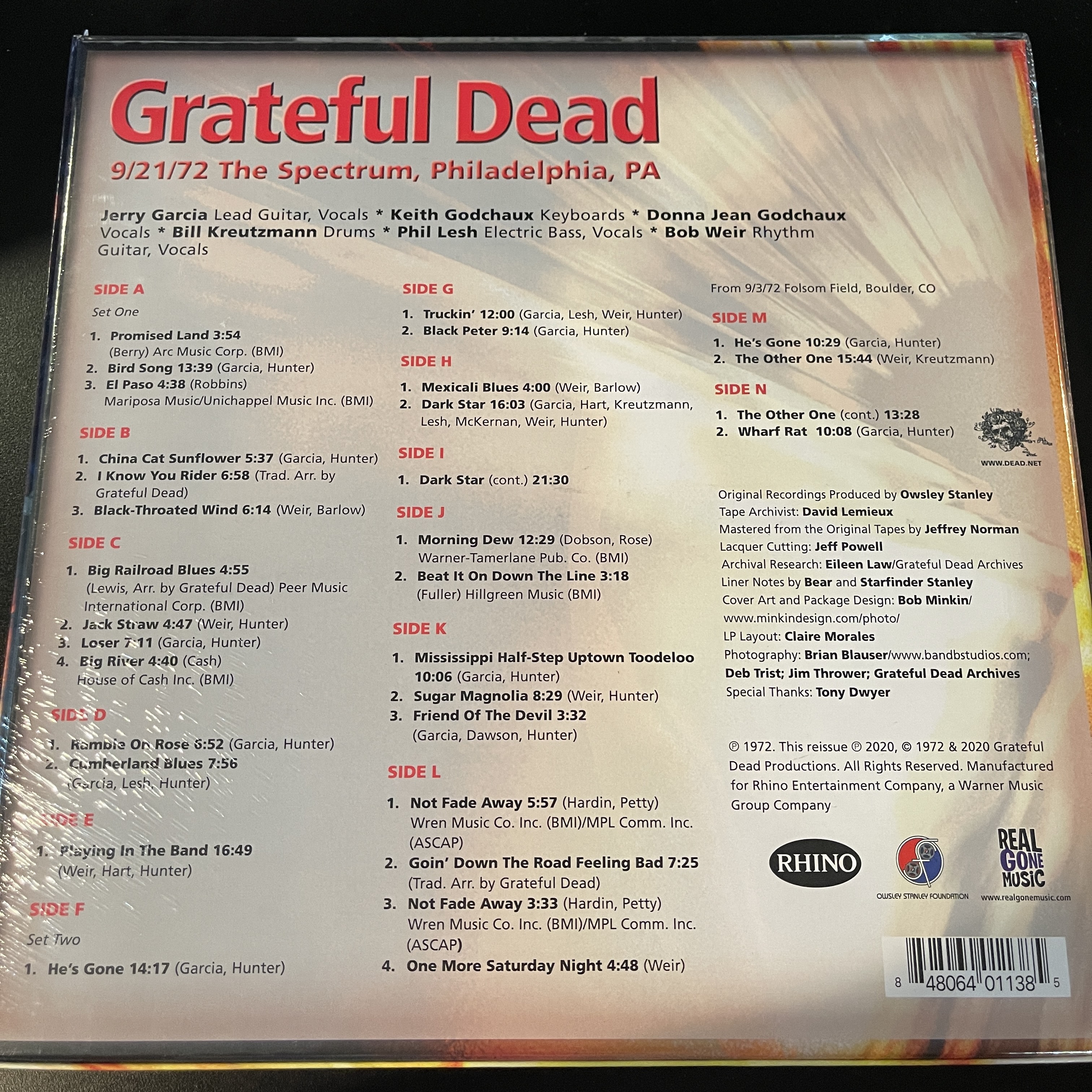 GRATEFUL DEAD DICK'S PICKS #36, 9/21/72, 180 GRAM 7LP BOX SET, NUMBERED  LIMITED EDITION