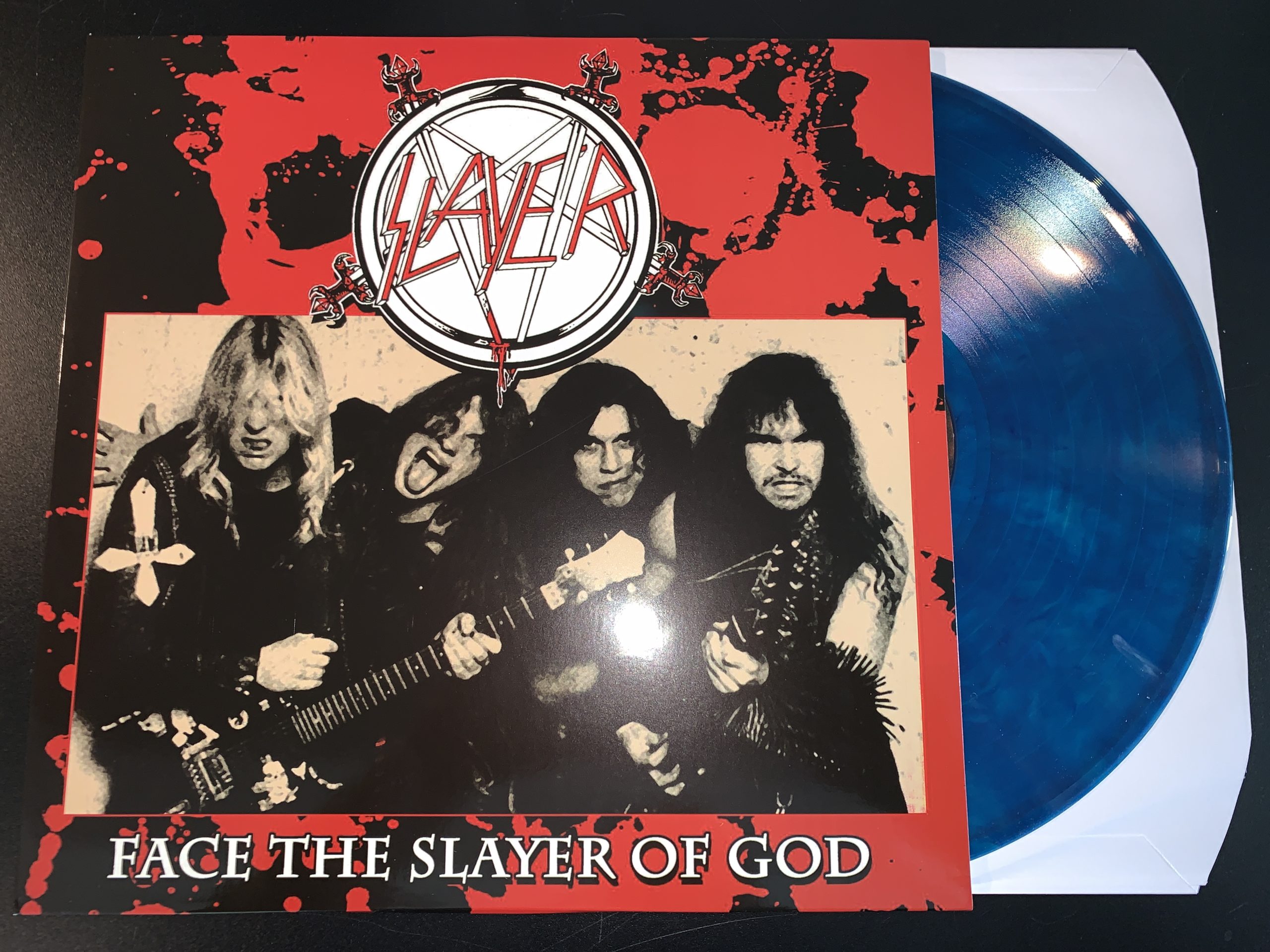 SLAYER, FACE THE SLAYER OF GOD, LIVE NYC 12/29/84, BLUE COLORED VINYL