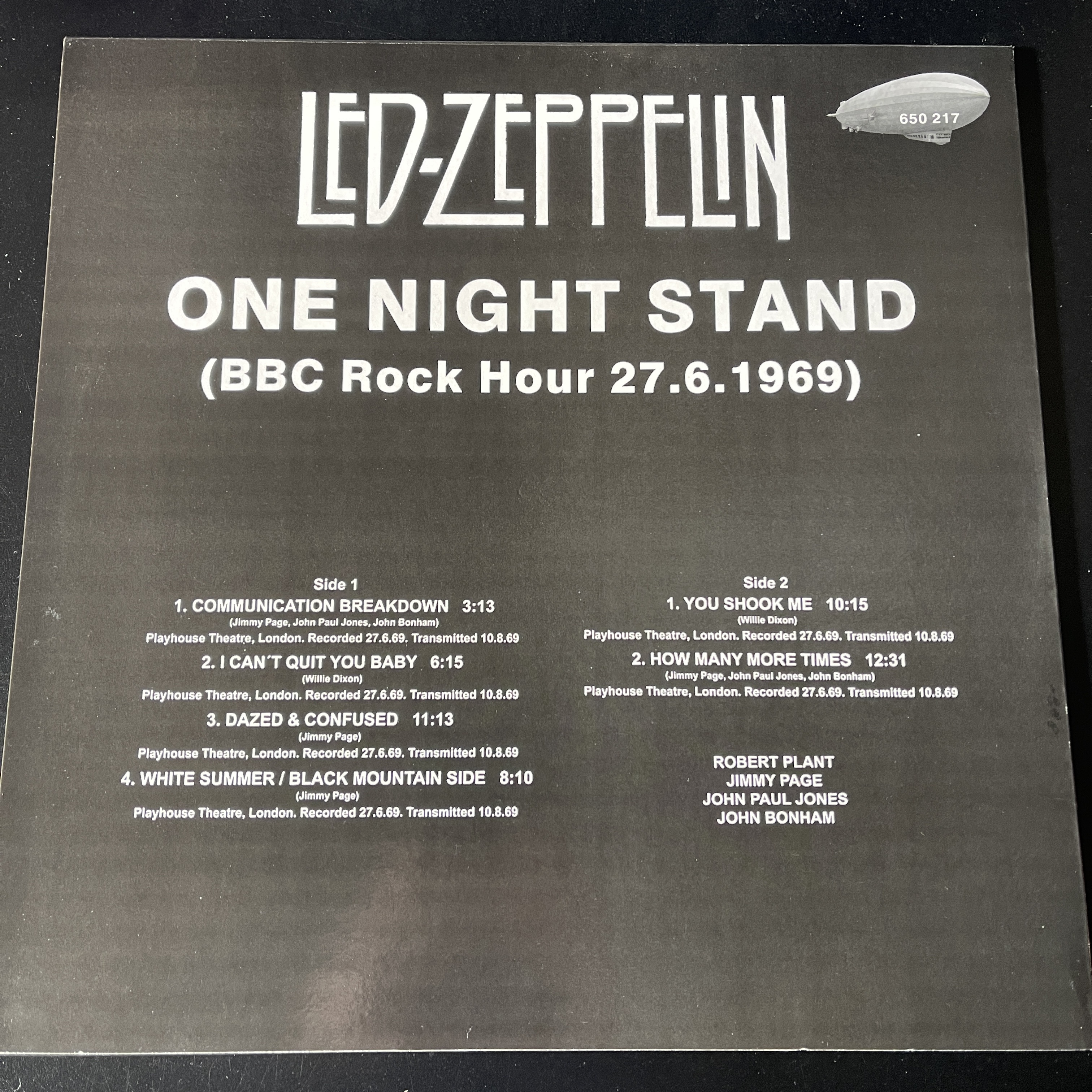 LED ZEPPELIN, ONE NIGHT STAND, BBC ROCK HOUR 6/27/1969, VINYL LP