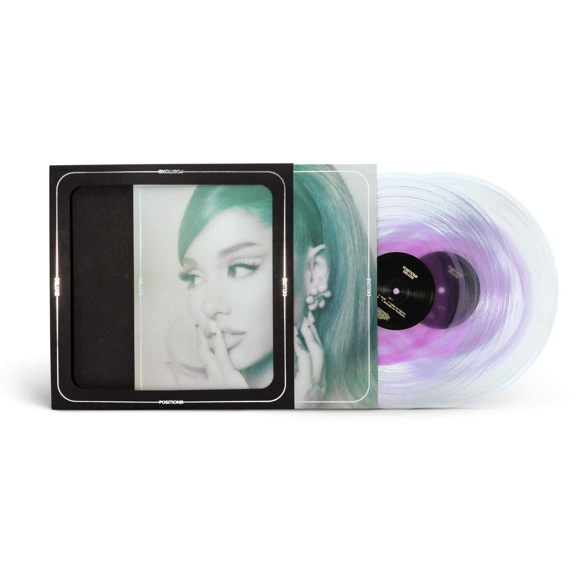 Ariana Grande, Positions, Periwinkle PURPLE & CLEAR Swirl Colored VINYL 180  GRAM 2LP - Mac Kosmos